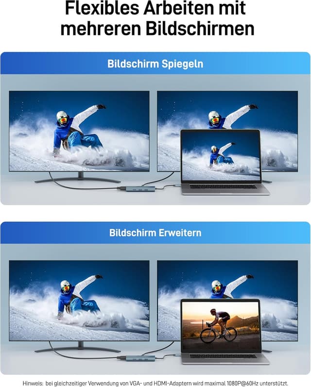 Detalle de Acer USB-C Hub Docking Station 9in1 mit 4K HDMI, VGA, USB 3.0, Gigabit-LAN, SD/ microSD und 100W PD