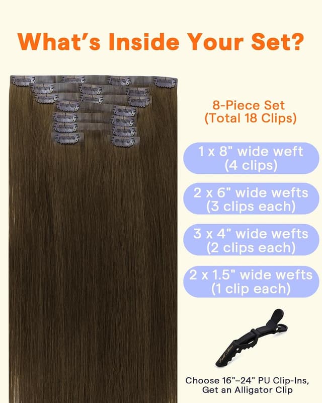 Detalle 2 de Full Shine Seamless Clip-In Hair Extensions 20 Inch