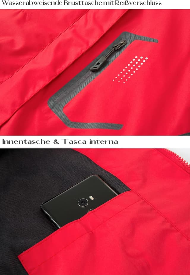 Detalle de DCmount Regenjacke Damen wasserdicht mit Kapuze – leichte Outdoor-Übergangsjacke mit Softshell-Ansatz