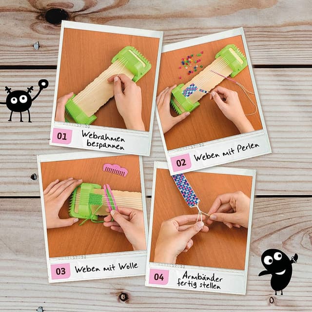 Detalle 2 de Kosmos 604387 AllesKönnerKiste „Perlen weben 2-in-1“ – Webrahmen Bastelset für Kinder ab 6 Jahren
