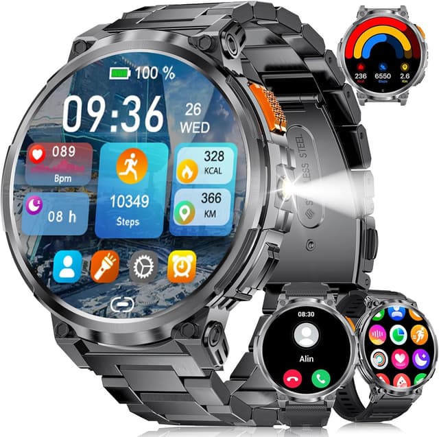 Detalle de LIGE Smart Watch for Men with Bluetooth Calling, 1.85-inch HD Display, Fitness & Sleep Tracking, IP68