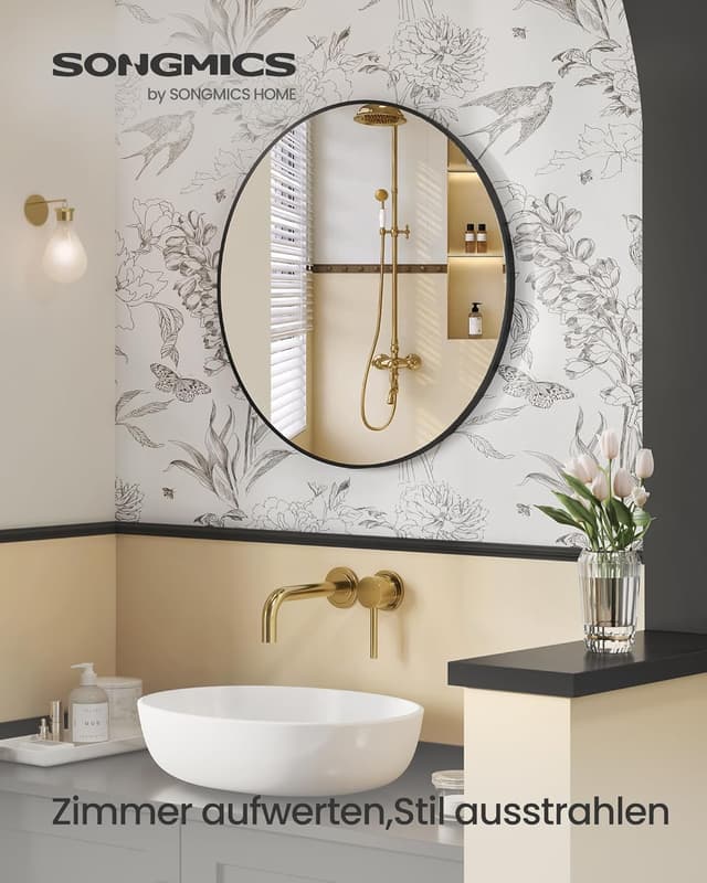 Detalle 2 de SONGMICS LWM103BD03 Rundspiegel 76 cm