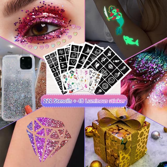 Thumbnail 3 de Glitzer Tattoo Set Gigmeta 18 Farben