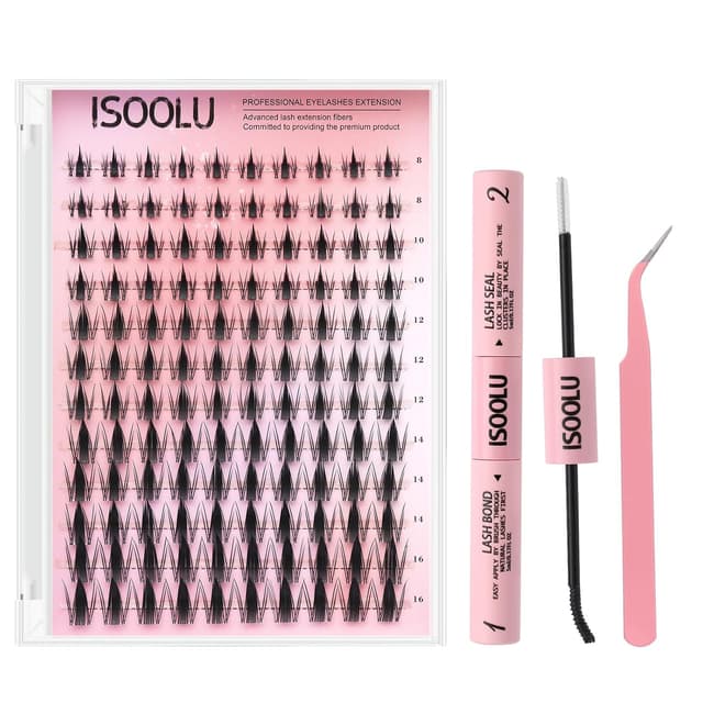 Detalle de ISOOLU Lash Clusters DIY Eyelash Extension Kit with Bond & Seal (Wispy WideSpan Clusters)