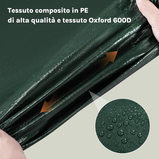 Detalle 2 de WOLTU Copertura protettiva per sedie e sdraio da esterno in PE, telo anti-UV impermeabile 68x96x110/150 cm