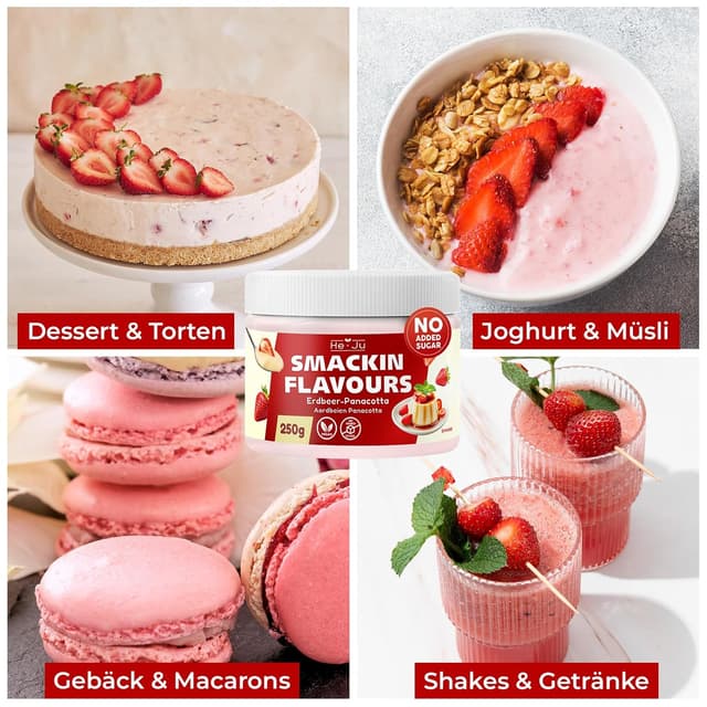 Thumbnail 5 de He-Ju Flavour Pulver Erdbeer Panna-Cotta 250 g 🍓