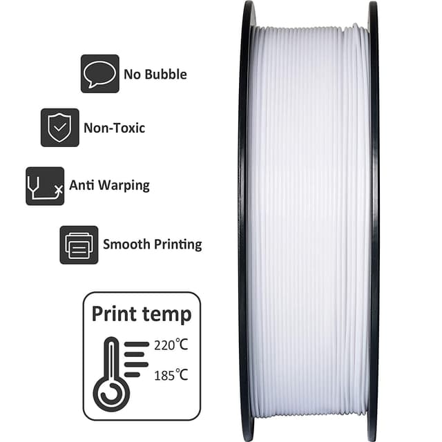 Detalle de Geeetech PLA Filament 1,75 mm (2 Spulen, Weiß/Schwarz) – für sauberes Drucken im Temperaturbereich 190–220 °C