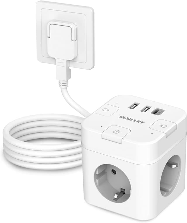 Detalle de 6-in-1 Steckdosenwürfel mit USB‑C und 3 Steckdosen 🔌