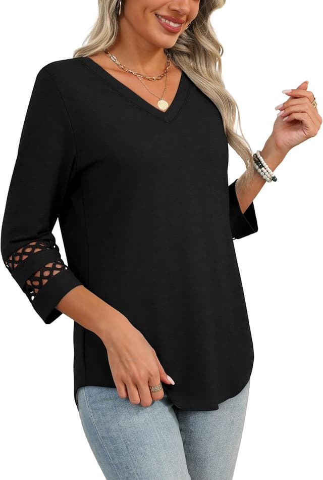 Detalle 2 de Womens 3/4 sleeve V neck blouse