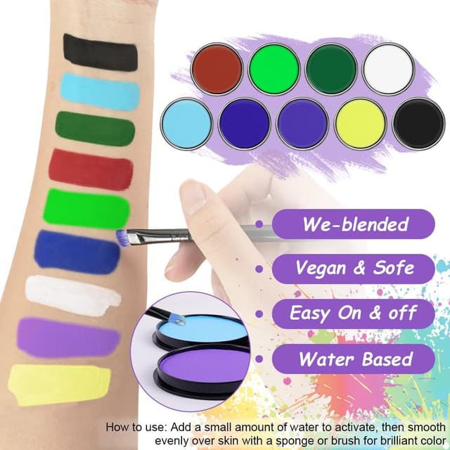 Detalle de AOOWU Pittura per viso e corpo blu lago, 30 g: body paint lavabile per Halloween, Carnevale e travestimenti
