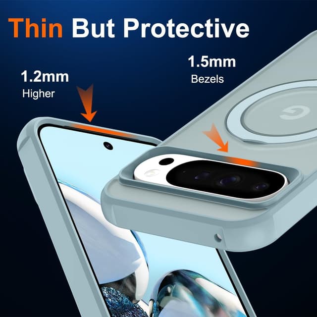 Detalle de CHAOFEnG Magnetic Case for Google Pixel 10 & Pixel 10 Pro with Ring Stand (Teal Green)