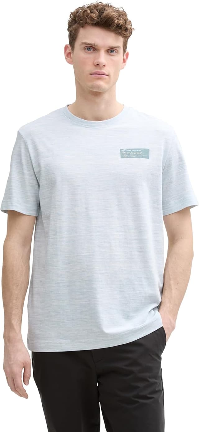 Detalle de TOM TAILOR T-Shirt uomo in maglia di cotone e poliestere, girocollo a manica corta