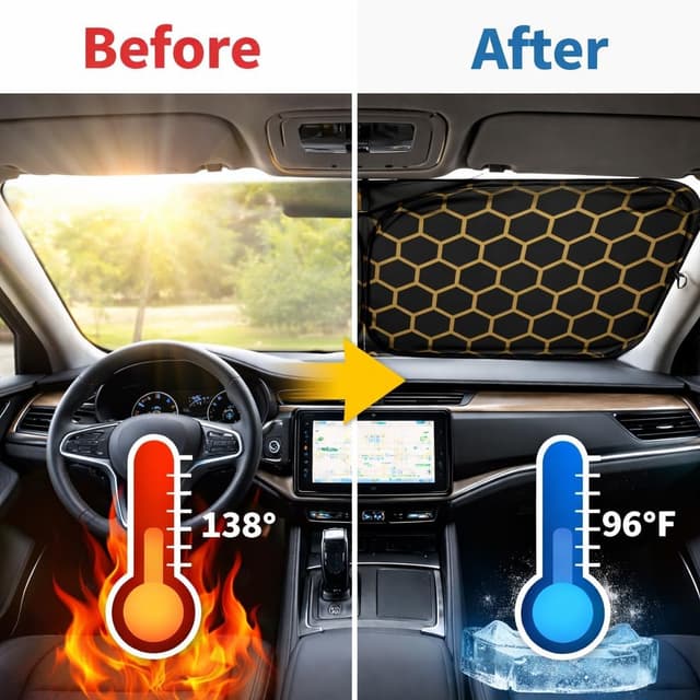 Detalle de Parasole auto per parabrezza interno pieghevole riflettente con protezione UV 142 x 70 cm