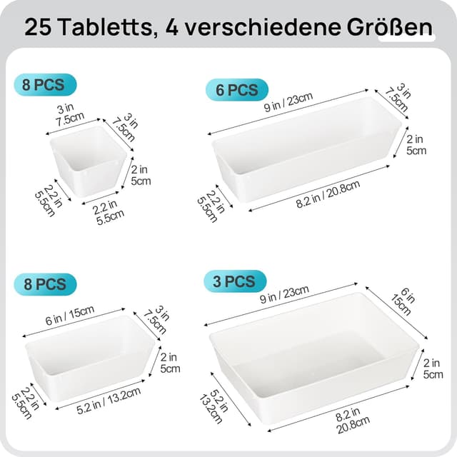 Detalle 2 de Vtopmart 25 PCS Plastic Drawer Organizers Set