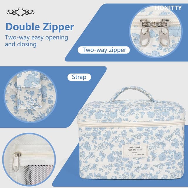 Detalle 2 de Quilted Floral Makeup Bag Set, 3-Piece