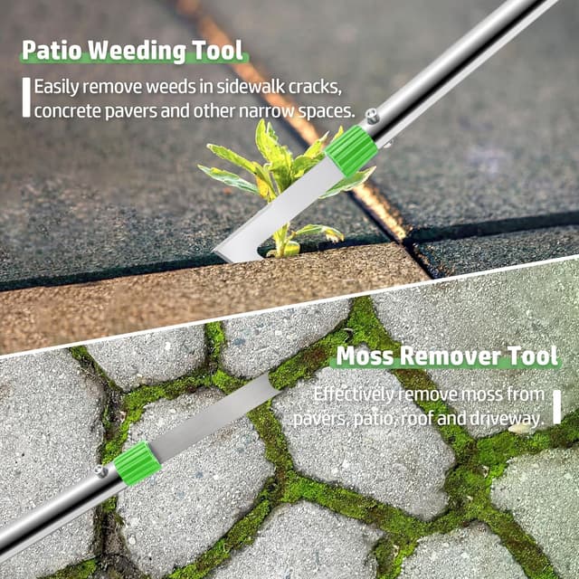 Detalle de Patio Weed Remover Tool with Long Handle (60") 3-in-1 Weed Scraper & Weed Brush Set Combo