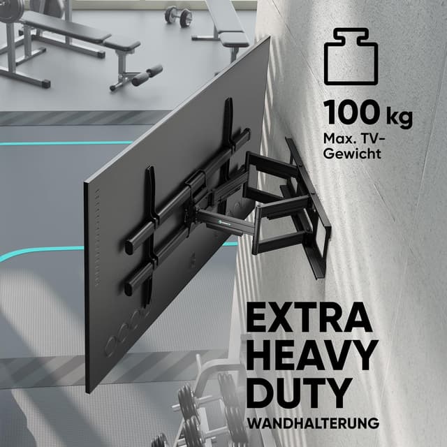 Detalle de ONKRON M10-B schwenkbare TV-Wandhalterung (42–120 Zoll, bis 100 kg) – ultra slim, neigbar, ausziehbar