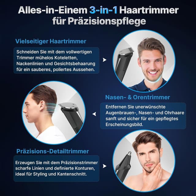 Detalle 2 de Valano Haarschneidemaschine 3‑in‑1 Präzisionstrimmer mit 9 Aufsätzen ✂