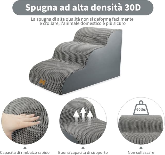 Detalle 2 de Nepfaivy Scala per cani piccoli 3 gradini 60x40x40cm