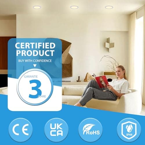 Detalle de Grebeam 7W LED techo empotrable 230V para baño (ojos de buey), 3 CCT 3000K/4000K/6000K