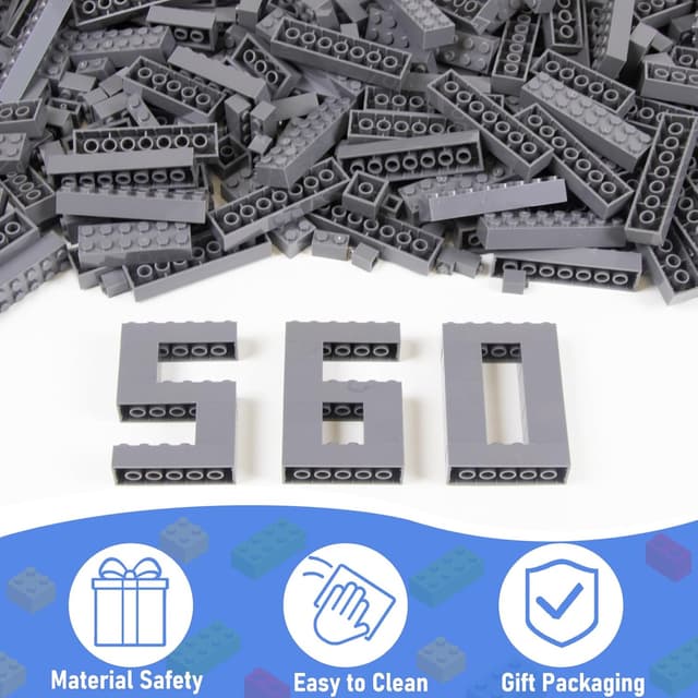 Detalle de Cabeeskii 560 Classic Bausteine Set (Dunkelgrau) – Nachfüllpack mit 7 Größen und 560 Teilen