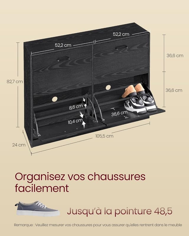 Detalle de VASAGLE LBC035B01 meuble à chaussures