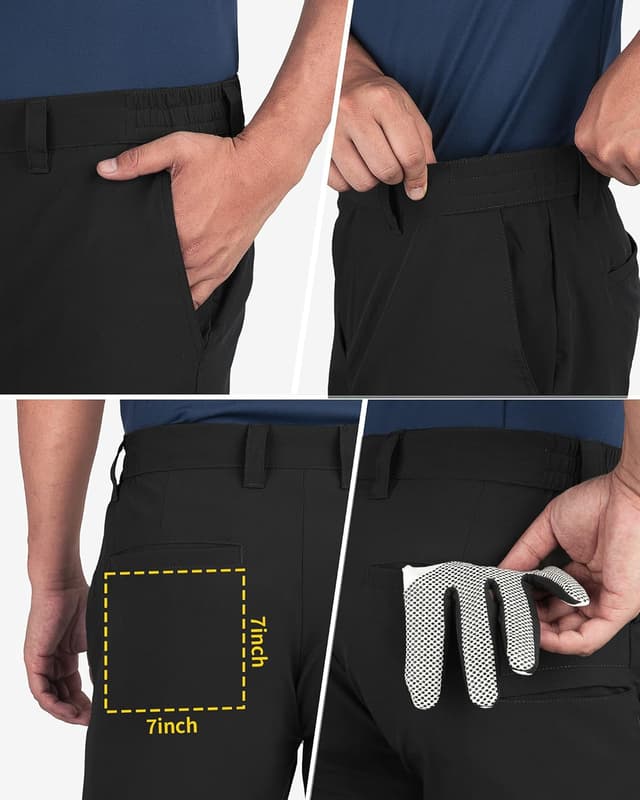 Detalle de 33,000ft Men’s Golf Shorts 9" Dry Fit Stretch UPF 50+ with 4-Way Stretch, 4 Pockets and Tee Holders