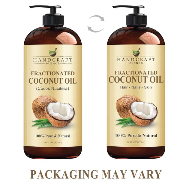 Detalle de Handcraft Blends Fractionated Coconut Oil (16 fl oz) — 100% Pure & Natural Carrier Oil for Skin, Hair & Massage