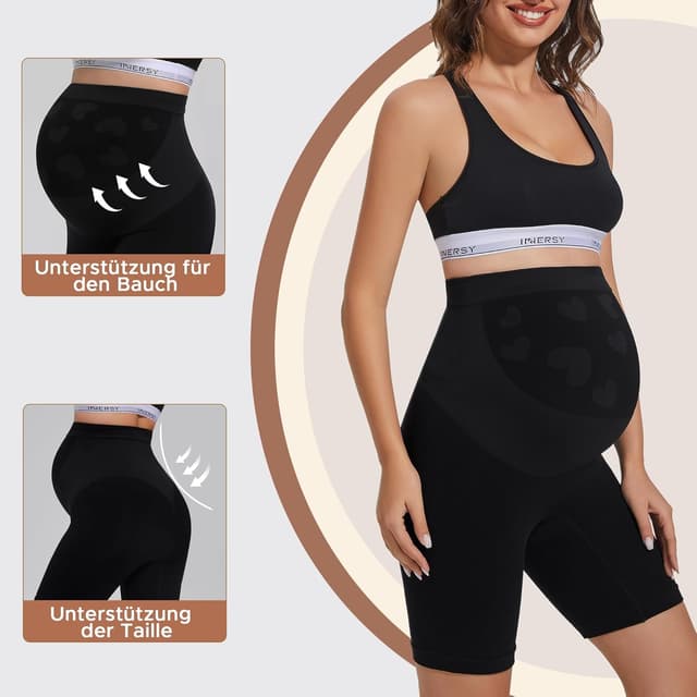 Detalle 2 de INNERSY pantaloncini premaman donna con coppe, vita alta antisfregamento
