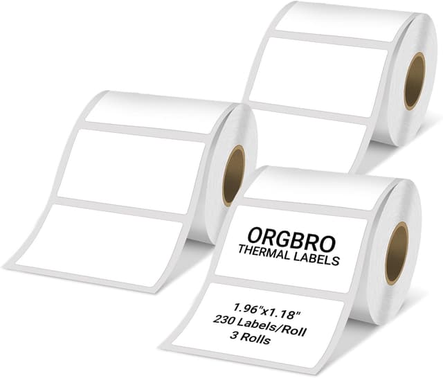 Detalle de ORGBRO Z3 thermal label maker tape (3 rolls) – black on white rectangular labels, 230 per roll