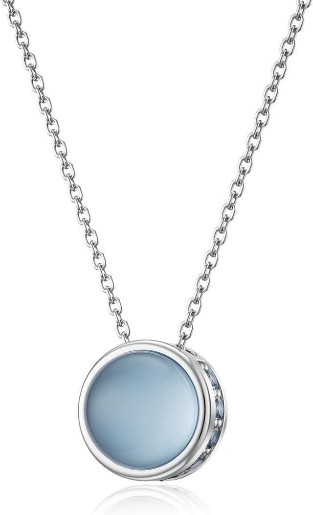 Thumbnail 6 de LANBEIDE October Birthstone Necklace in 925 Sterling Silver with Round Cabochon Pendant