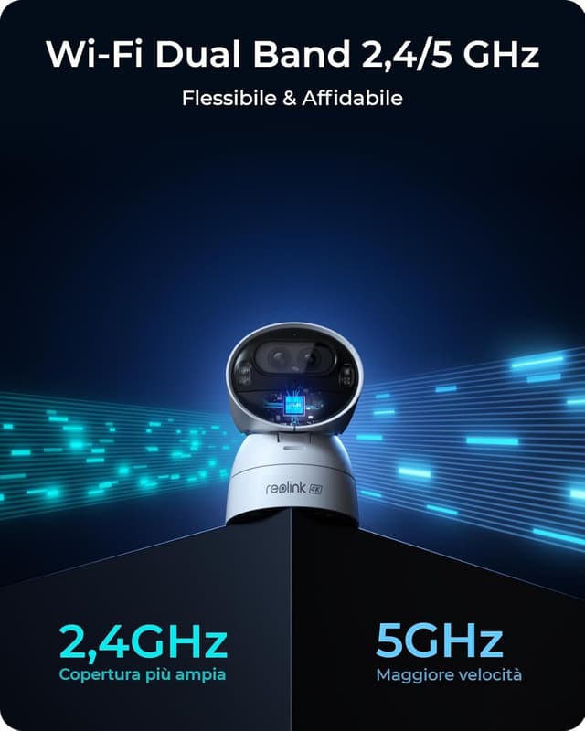 Detalle de Reolink 4K Telecamera Wi‑Fi esterna a batteria con zoom ottico 6x, tracking AI e Visione notturna a colori (Argus Track+ con pannello solare)