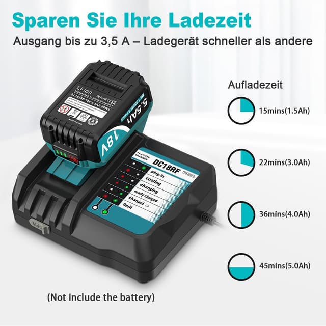 Detalle 2 de TeenPower DC18RF Ladegerät 18 V mit 5500 mAh