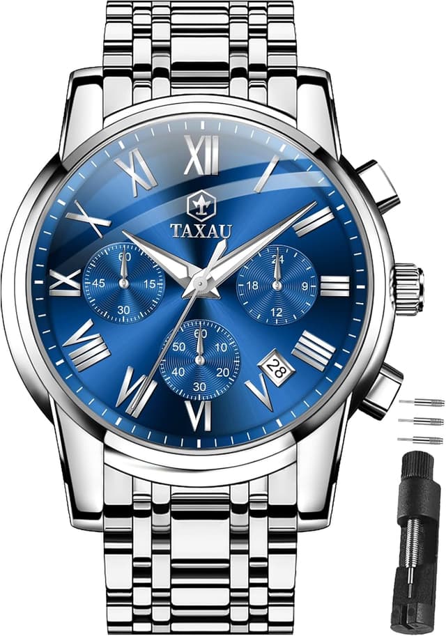 Detalle de Taxau Multifunktionsuhren für Männer Edelstahl 42 mm