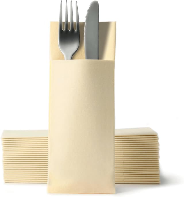 Thumbnail 6 de Airlaid Besteckservietten von Gastroservietten.de – Bestecktaschen mit Serviette, 32 × 40 cm, schwarz (50 Stück)