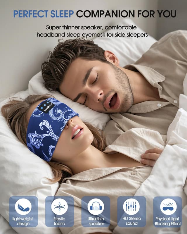 Detalle de MUSICOZY Casque de sommeil Bluetooth 5.4 ultra léger (son Hi‑Fi), 14 h d’autonomie