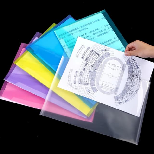 Detalle 2 de ojussa A4 Plastic Wallets 7PCS waterproof folders with button storage (transparent, assorted colours)