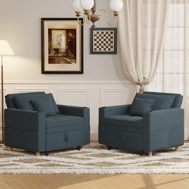 Detalle 2 de YODOLLA 3-in-1 Convertible Sleeper Chair Bed (192cm) – Blue