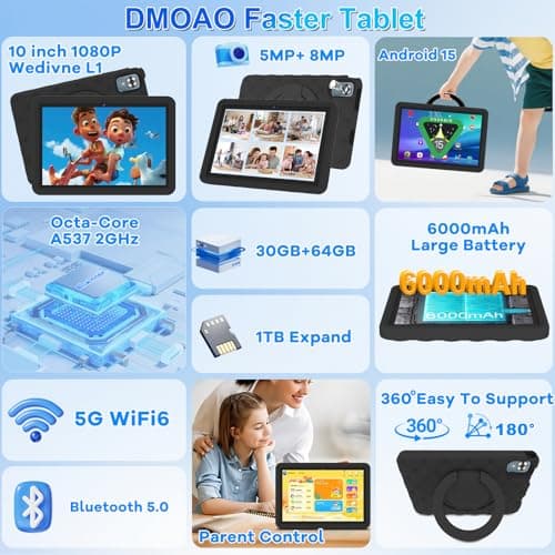 Detalle 2 de Tablette DMOAO 10 pouces Android 15 avec contrôle parental