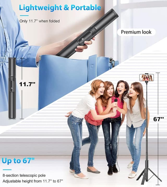Detalle de Gahenwo selfie stick phone tripod 67-inch