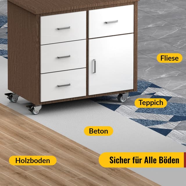 Detalle 1 de 50 mm Möbelrollen mit Sicherheitsbremse – 4er Set Schwerlastrollen (2 gebremst, 2 ohne) mit 400 kg Gesamtkapazität