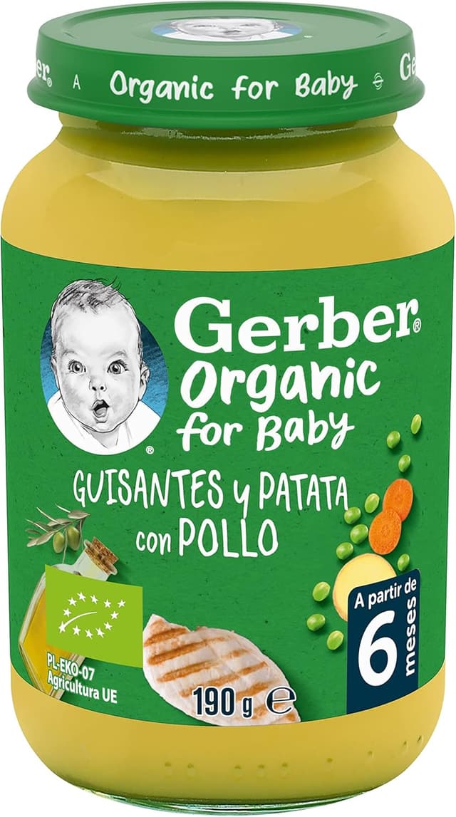 Thumbnail 1 de GERBER Organic Guisantes, Patata y Pollo 6x190g 🥦