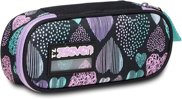 Thumbnail 6 de Seven Portapenne Scuola Round Plus Yantry Girl Nero: bustina ovale con taschino ed elastici