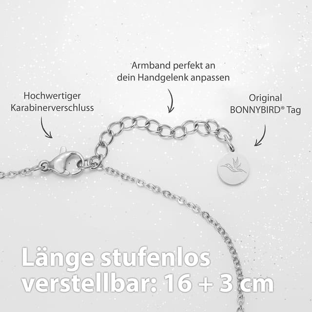 Detalle de BONNYBIRD wasserfestes Edelstahl-Boho-Armband für Damen mit BonnyCoin-Plakette (silber, gold & roségold) – 316L, einstellbar