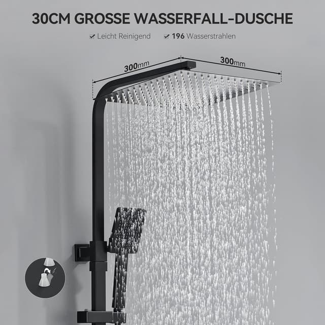 Detalle 1 de Auralum Auralum Duscharmatur Schwarz Thermostatset