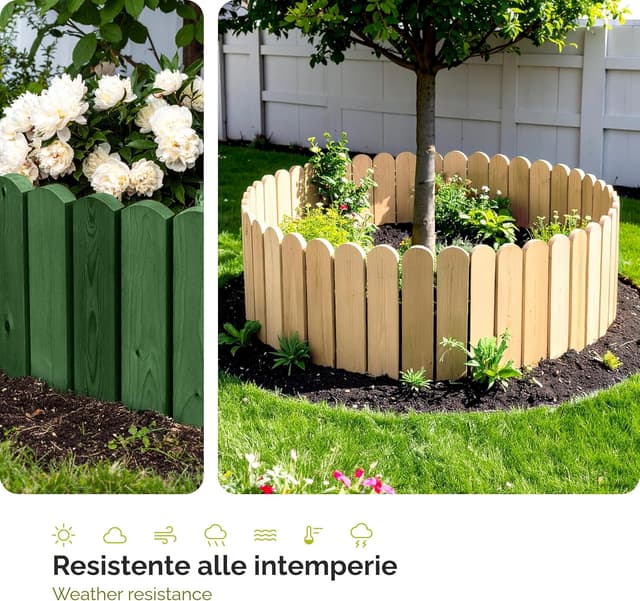 Detalle de Garronda Rollborder recinzione in legno flessibile GD-0148 100 × 10 cm (marrone scuro)