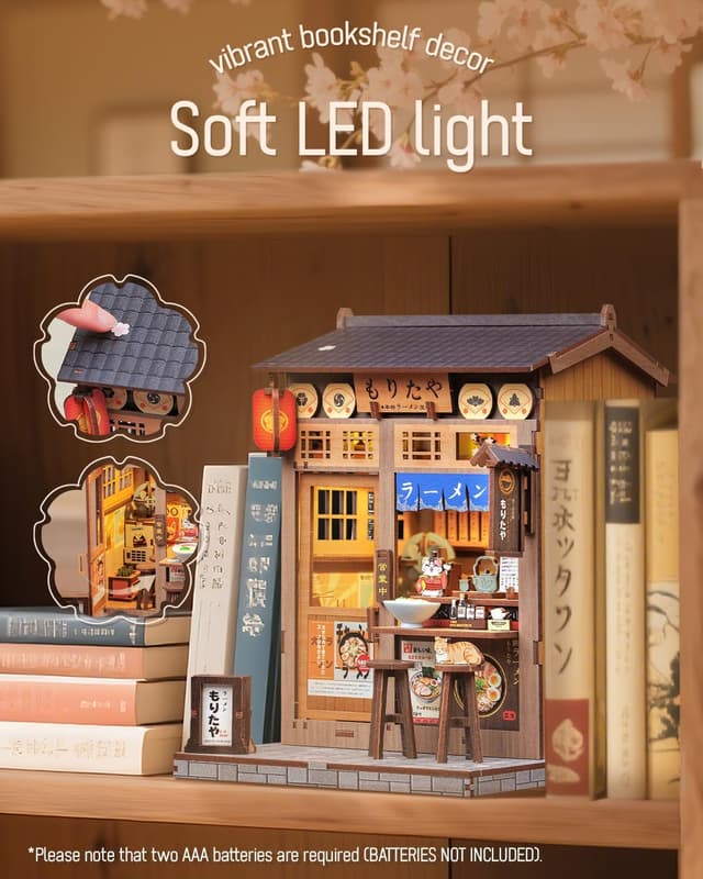 Detalle 2 de Cutefun Book Nook Japan – kit DIY con luci LED touch per decorare librerie in miniatura