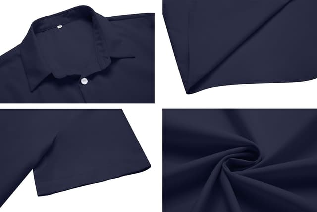 Detalle de COOFANDY chemise à manches courtes homme, coupe ajustée infroissable et extensible, style habillé-décontracté pour l’été