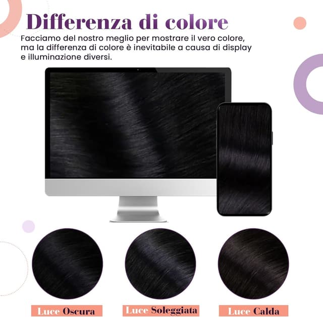 Detalle de LaaVoo Extension Capelli Veri Clip 135g, 7 pz Nero Naturale (40 cm) con clip