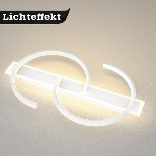 Detalle 1 de LUOLONG LED Deckenleuchte dimmbar (Fernbedienung), 35 W, 2-Ringe Kreisdesign – 40 cm, weiß